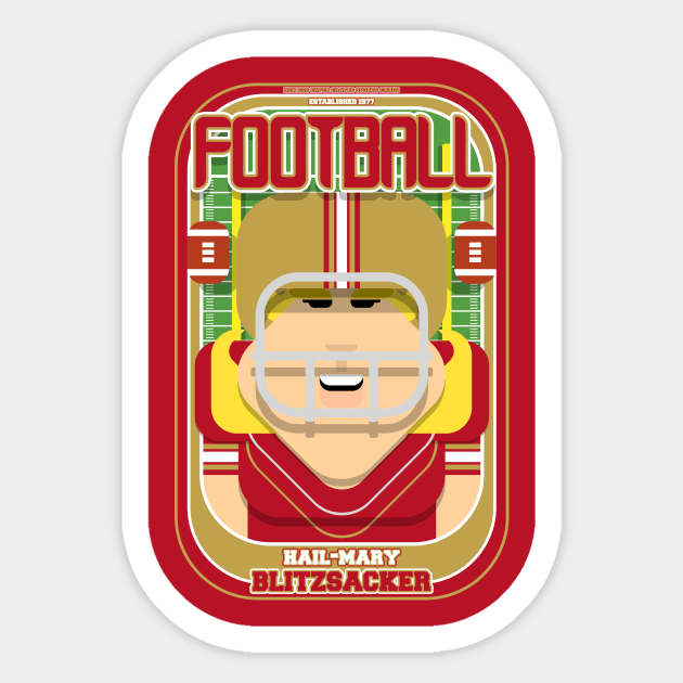 American Football Red and Gold - Hail-Mary Blitzsacker - Hazel version Sticker by Boxedspapercrafts